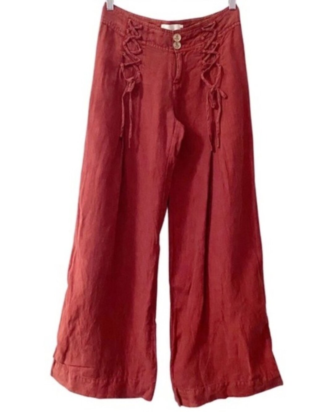 Anthropologie Elevenses 100% Linen Wide Leg Pants - 10
